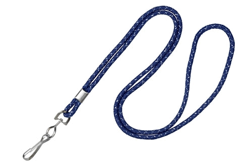 Metallic Silver Round 1/8" (3 mm) Lanyard with Nickel-Plated Steel Swivel Hook, Qty = 100