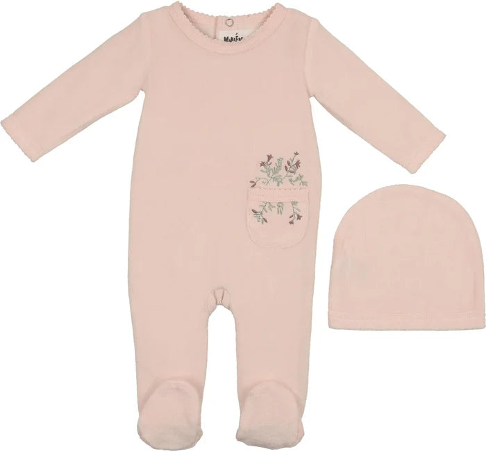 Mia Velour Pocket Footsie & Beanie