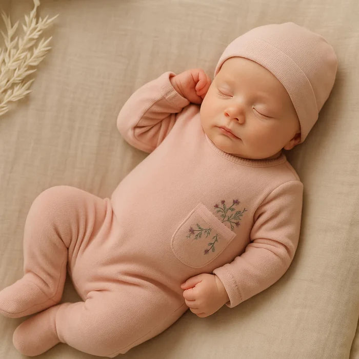 Mia Velour Pocket Footsie & Beanie