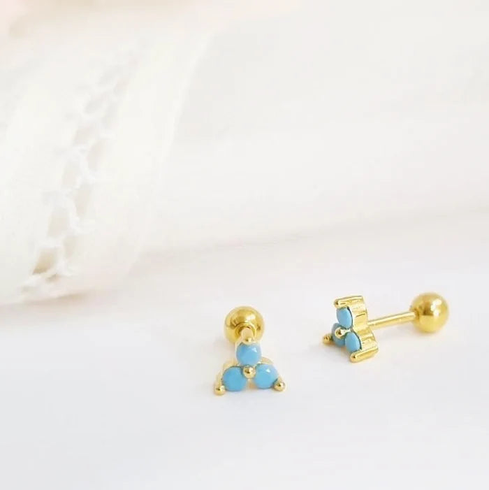 Mini Stud Trio Turquoise Earrings