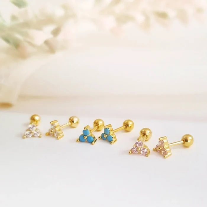 Mini Stud Trio Turquoise Earrings