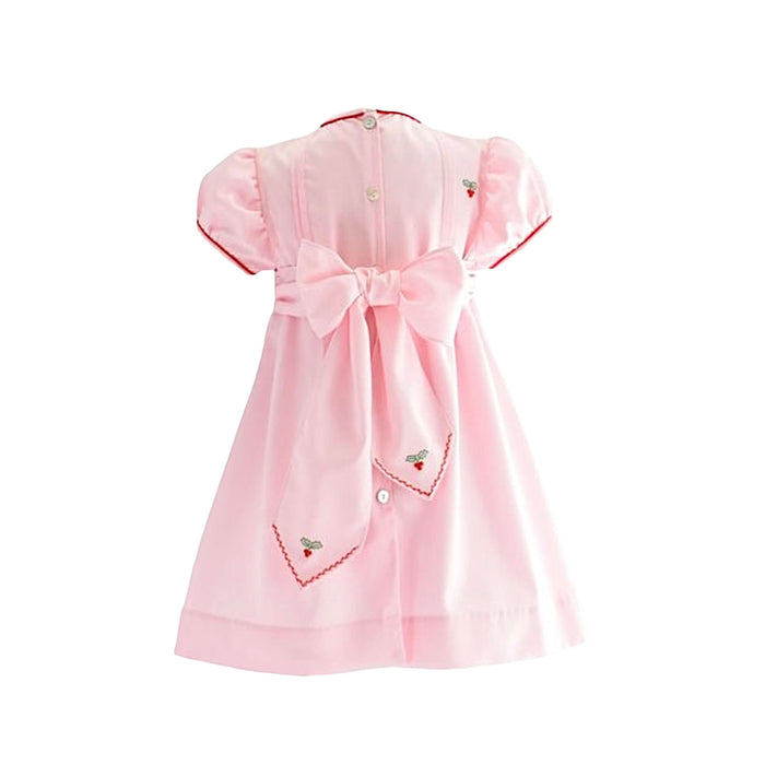 Mistletoe Pink Embroidered Girl Dress
