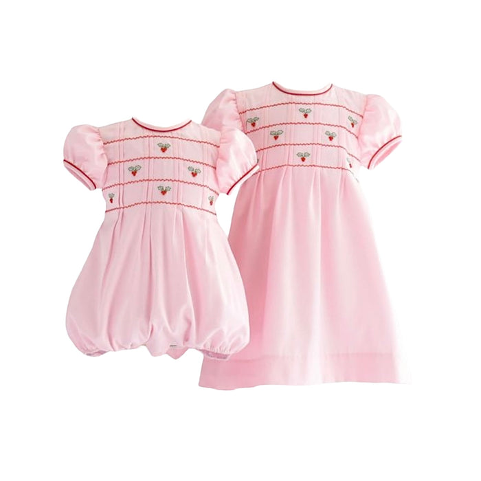 Mistletoe Pink Embroidered Girl Dress