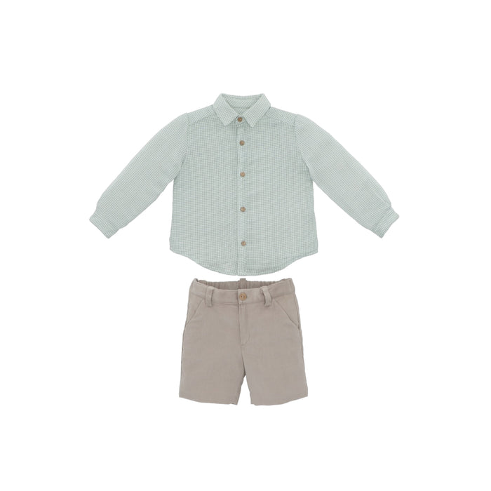 Moss Mint Checkered Boy 2-pc Shirt set