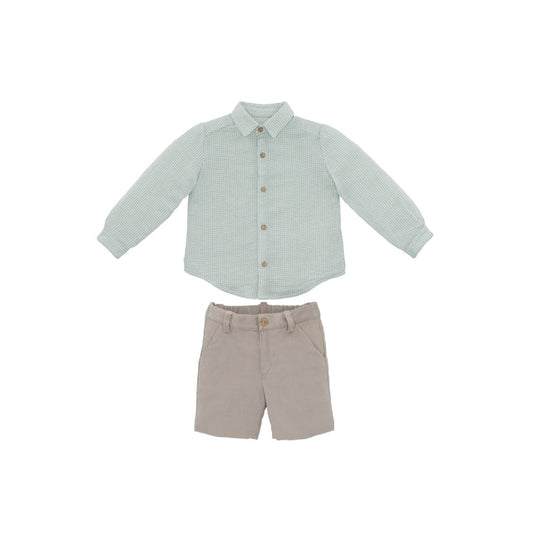 Moss Mint Checkered Boy 2-pc Shirt set