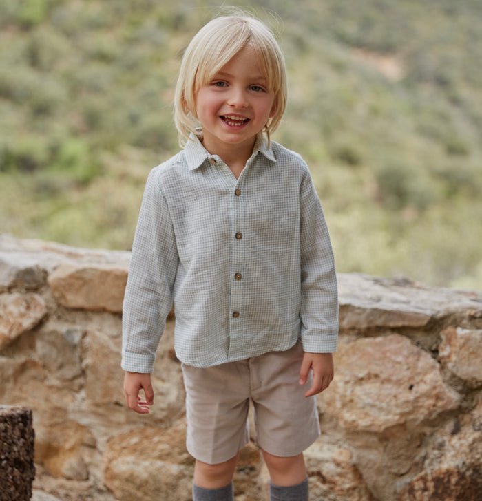 Moss Mint Checkered Boy 2-pc Shirt set