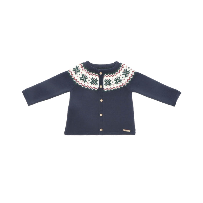 Natale Navy Blue Fair Isle Cardigan