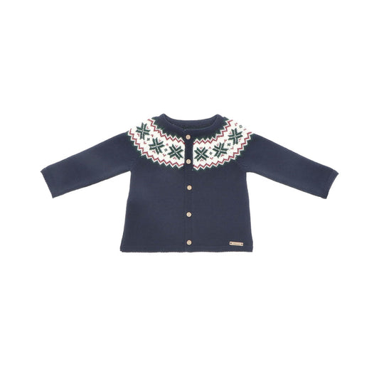 Natale Navy Blue Fair Isle Cardigan
