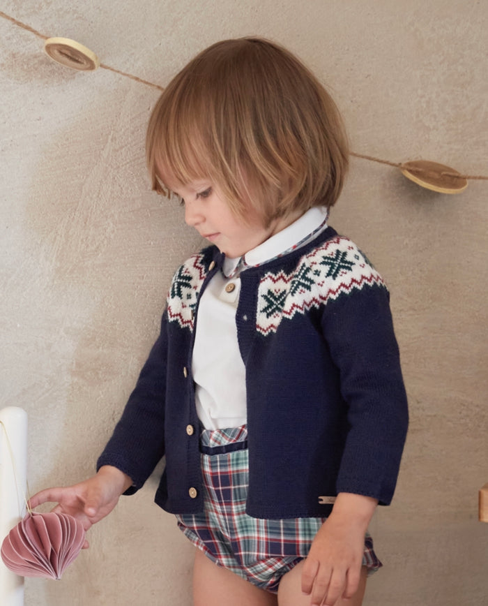 Natale Navy Blue Fair Isle Cardigan