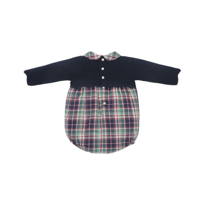 Natale Tartan Half-Knitted Romper