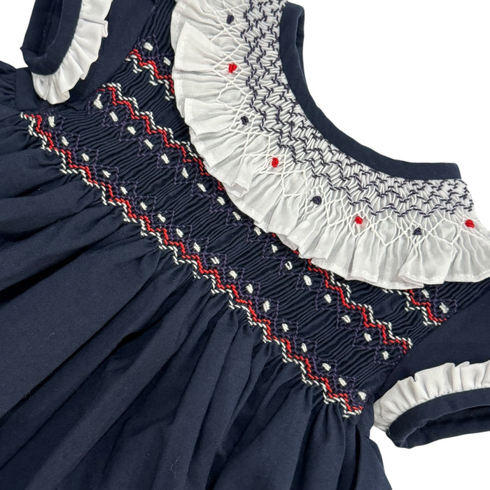 Natividad Navy Blue Handsmocked Girl Dress