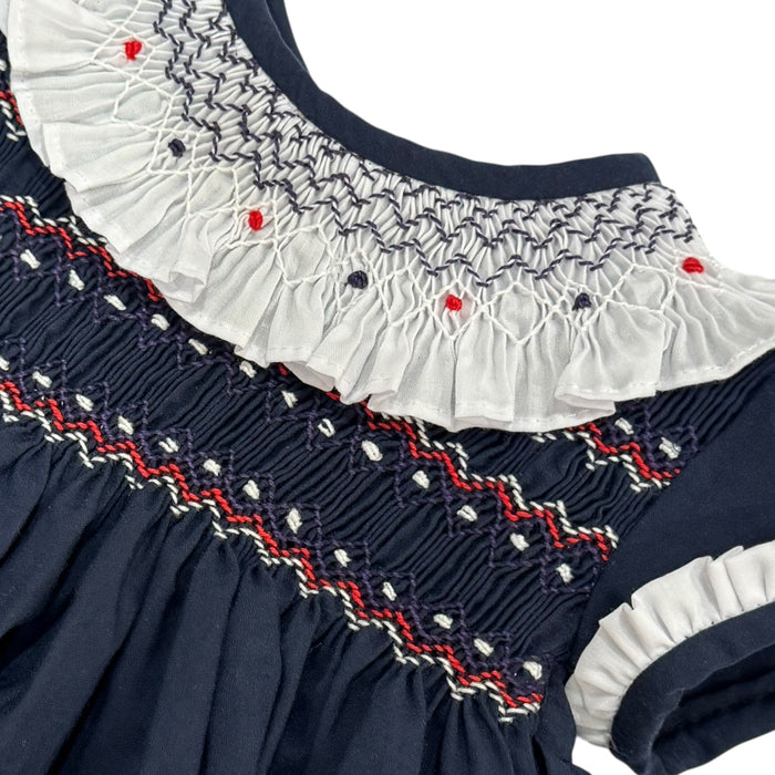 Natividad Navy Blue Handsmocked Girl Dress