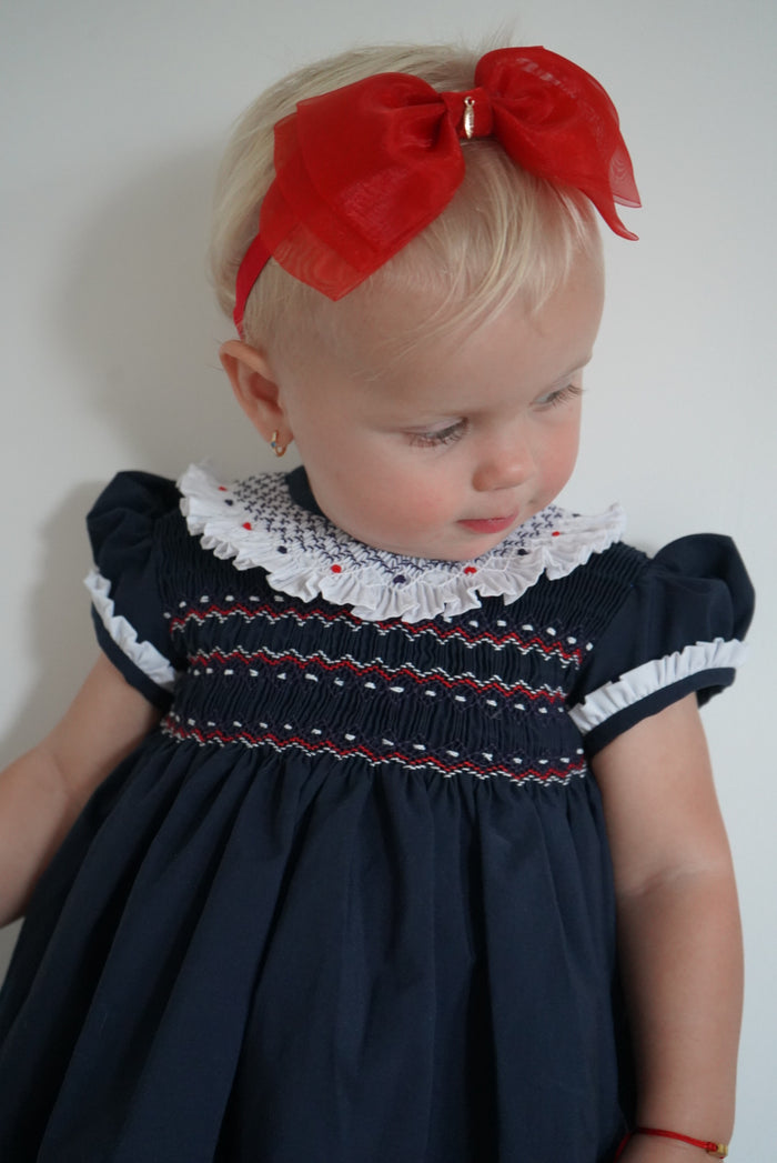 Natividad Navy Blue Handsmocked Girl Dress