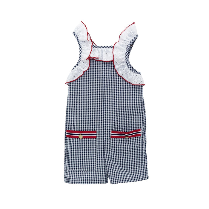 Nautic Navy Girl Gingham Jumpsuit