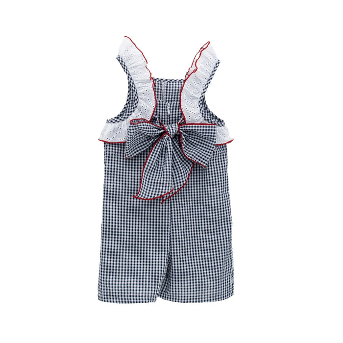 Nautic Navy Girl Gingham Jumpsuit