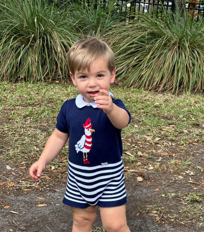 Nautic Seagul Knitted Romper