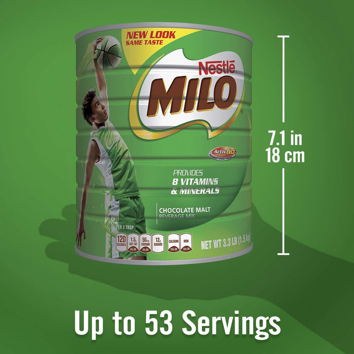 NESTLÉ MILO Chocolate Malt Beverage Mix, 3.3 Pound Can (1.5kg) | Fortified Powder Energy Drink - Yado African & Caribbean Market