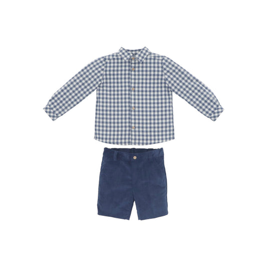 Nuit Blue Gingham Boy 2-pc Shirt set