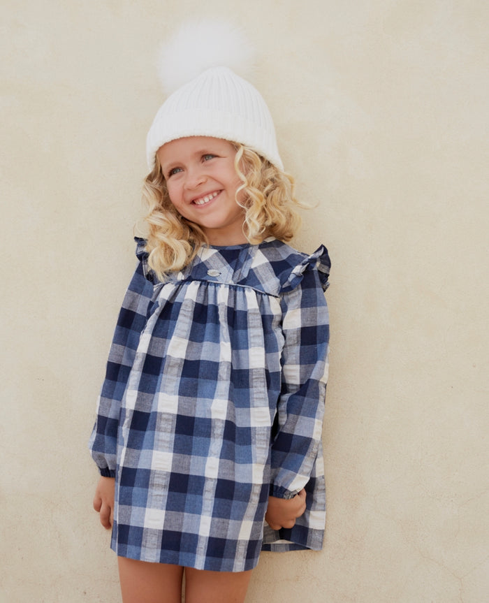 Nuit Checkered Blue Girl Dress
