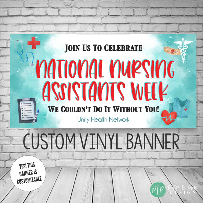 National Nursing Assistants Week banner for NAW appreciation week with personalized thank you message for nurses