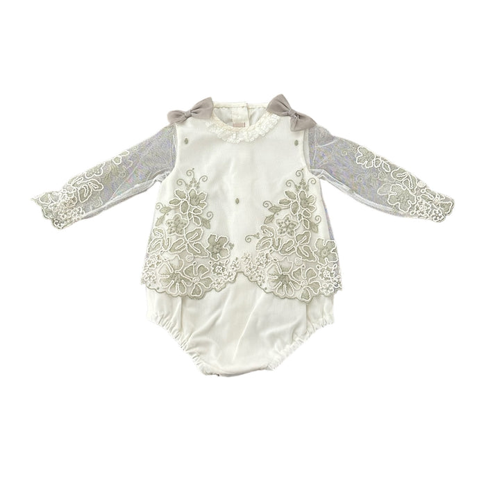Olive Green Lace Romper