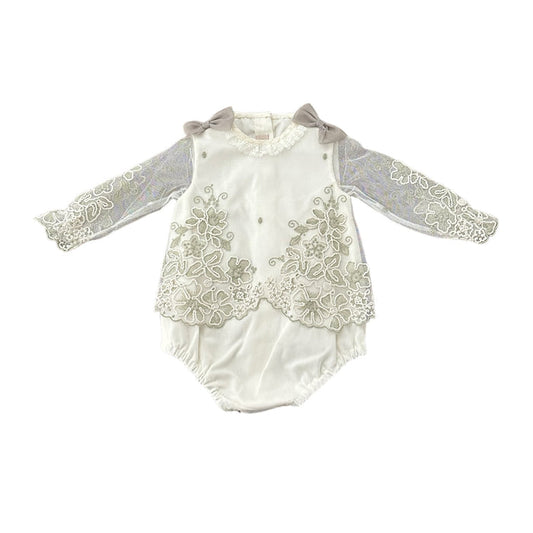 Olive Green Lace Romper