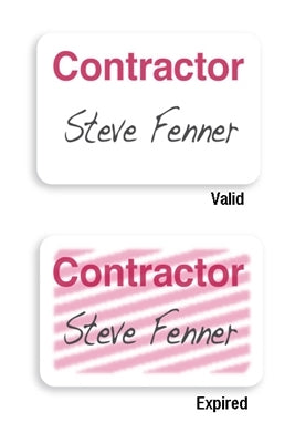 One-Day Expiring TIMEbadge FRONTpart "Contractor" - T6105, Qty = 1000