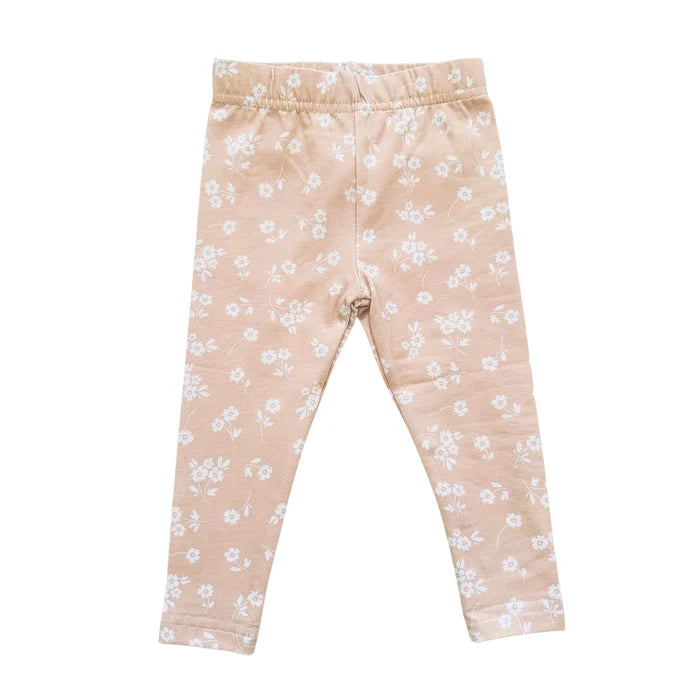 Organic Cream Floral Leggings