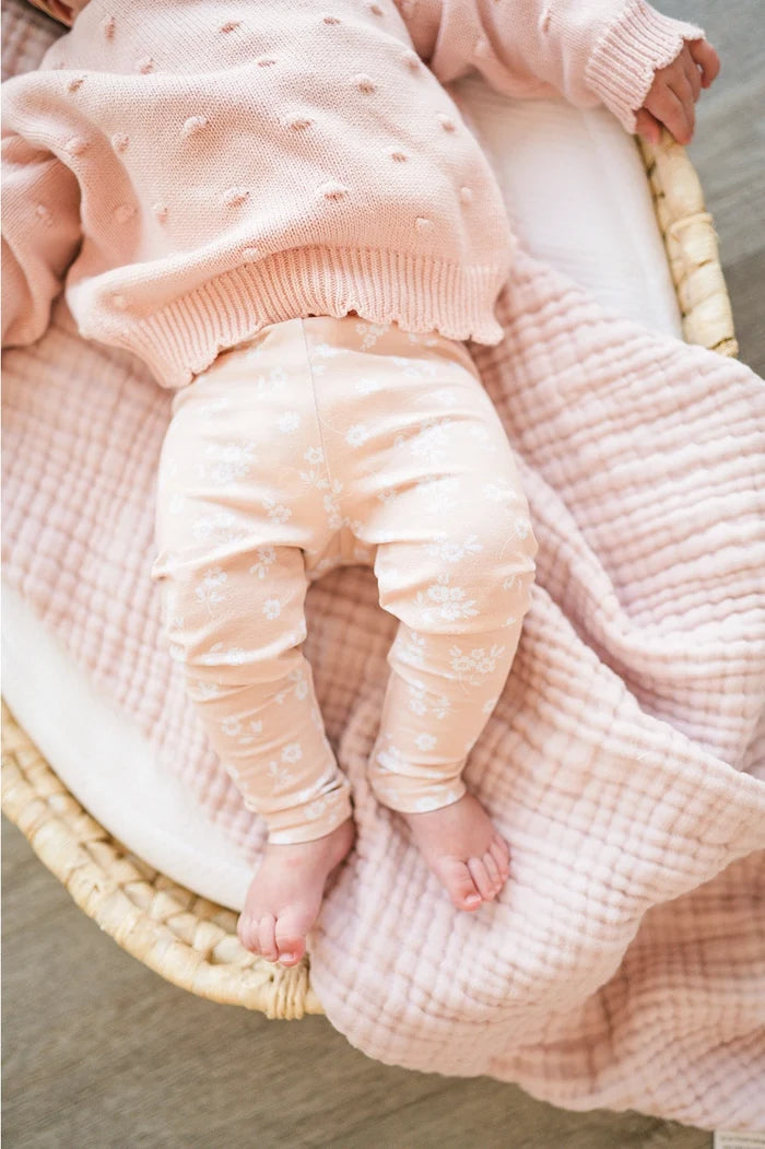 Organic Cream Floral Leggings