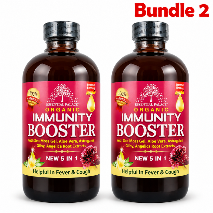 Organic Sea Moss Immunity Booster in branded packaging, sea moss-based wellness blend made with natural ingredients to complement everyday nutrition and a balanced wellness routine.