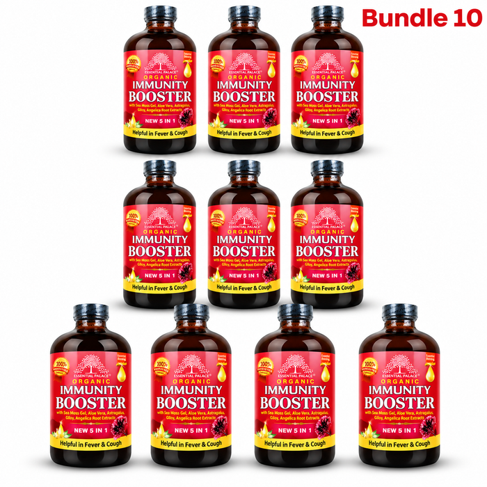 Organic Sea Moss Immunity Booster in branded packaging, sea moss-based wellness blend made with natural ingredients to complement everyday nutrition and a balanced wellness routine.
