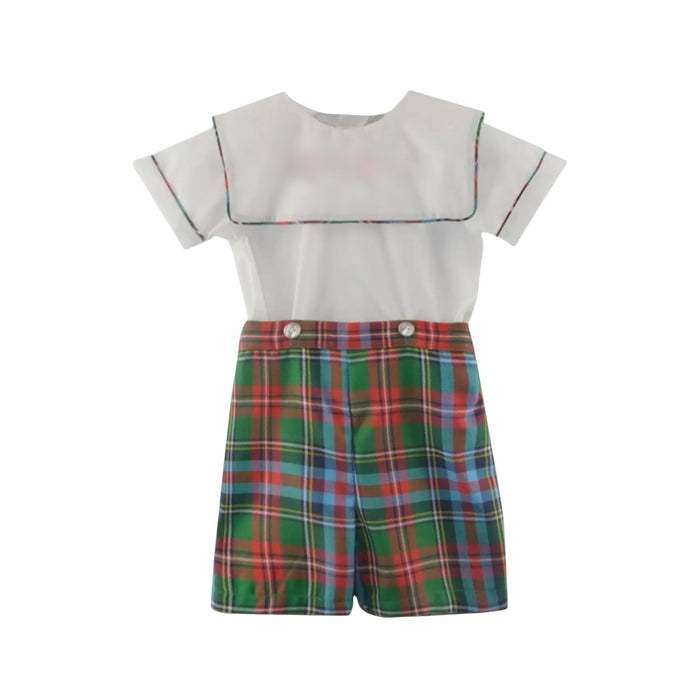 Oswald Boy Tartan Embroidered/Monogram 2-Pc Set