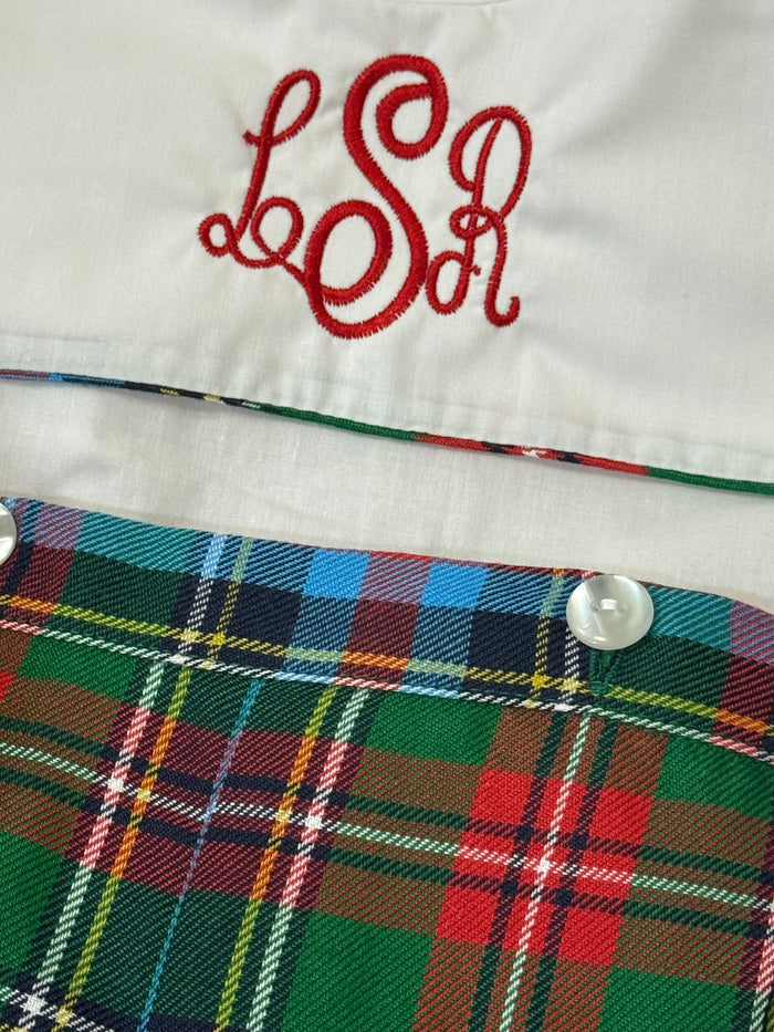 Oswald Boy Tartan Embroidered/Monogram 2-Pc Set