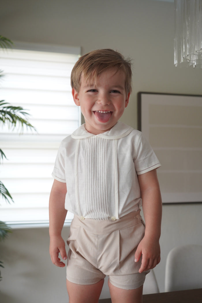 Otto Boys Linen Camel 2-piece Set