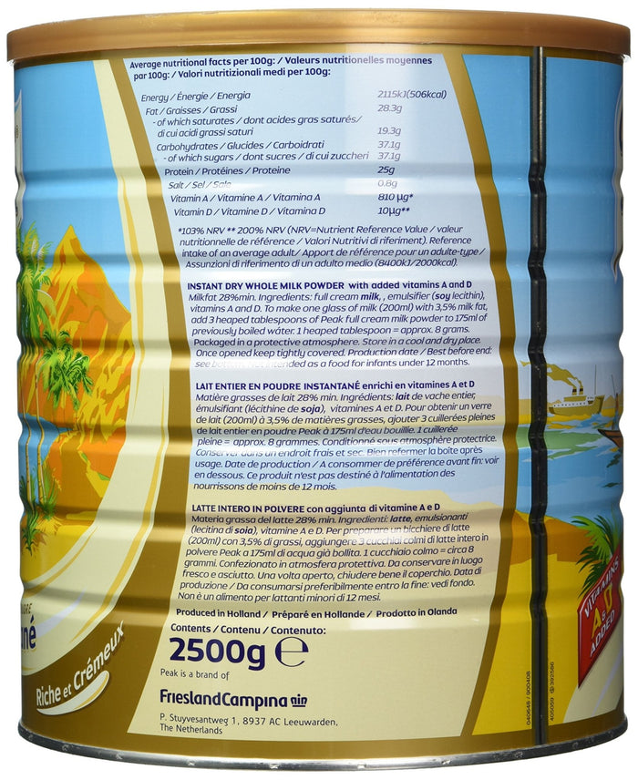 Peak Dry Whole Milk Powder, 2500 Gram - Yado African & Caribbean Market