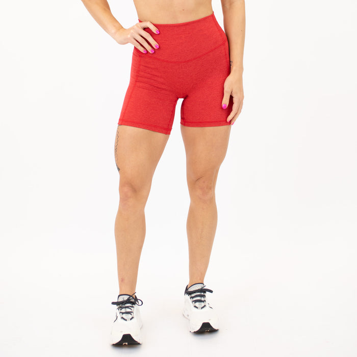 Heather Haute Red No Front Seam Training Short - Pedal
