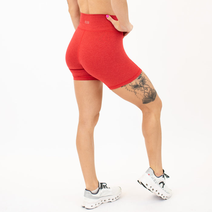 Heather Haute Red No Front Seam Training Short - Pedal
