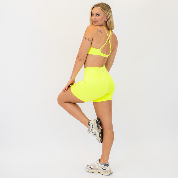 Neon Yellow No Front Seam Training Short - Pedal