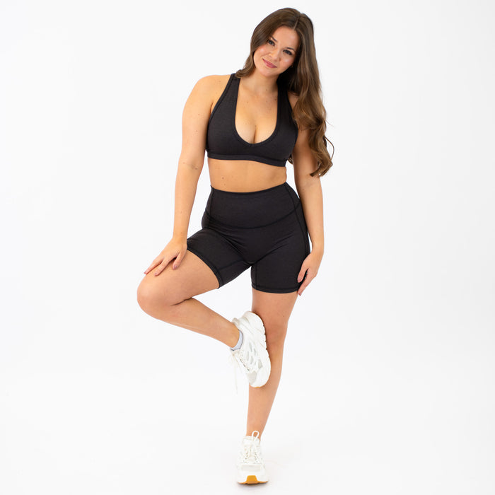 Heather Onyx No Front Seam Training Short - Pedal