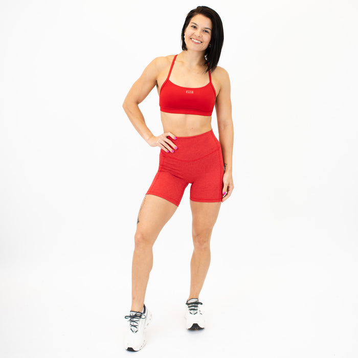 Heather Haute Red No Front Seam Training Short - Pedal