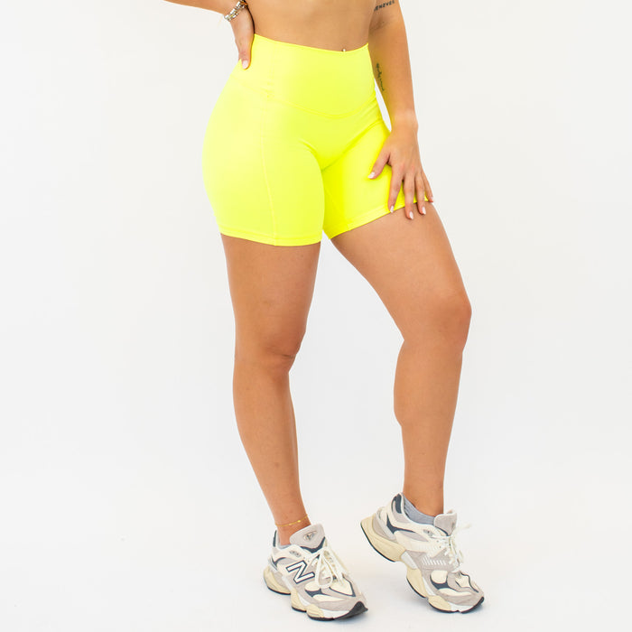 Neon Yellow No Front Seam Training Short - Pedal