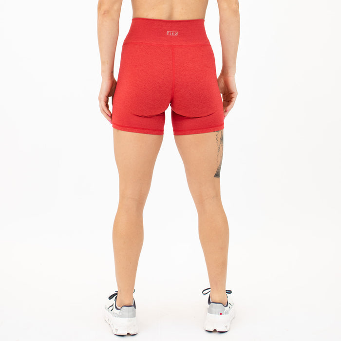 Heather Haute Red No Front Seam Training Short - Pedal