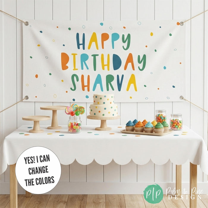 Kids polka dot birthday banner