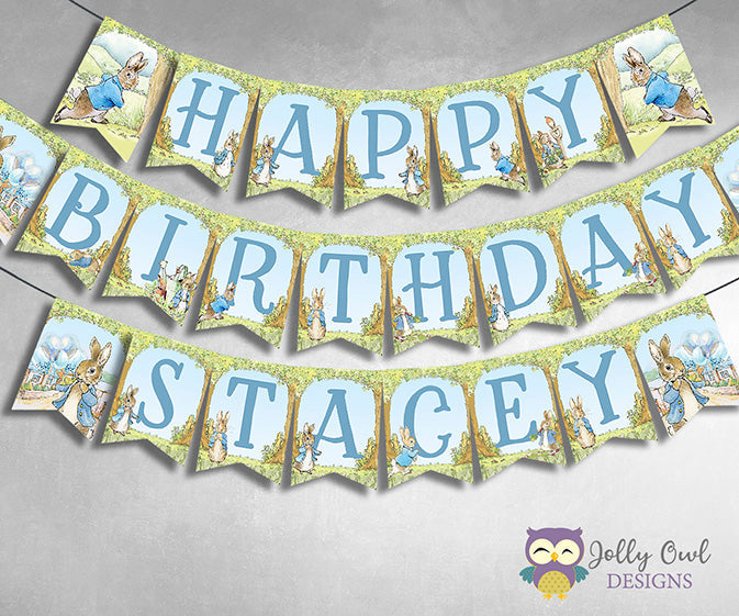 Peter Rabbit Printable Banner - Happy Birthday