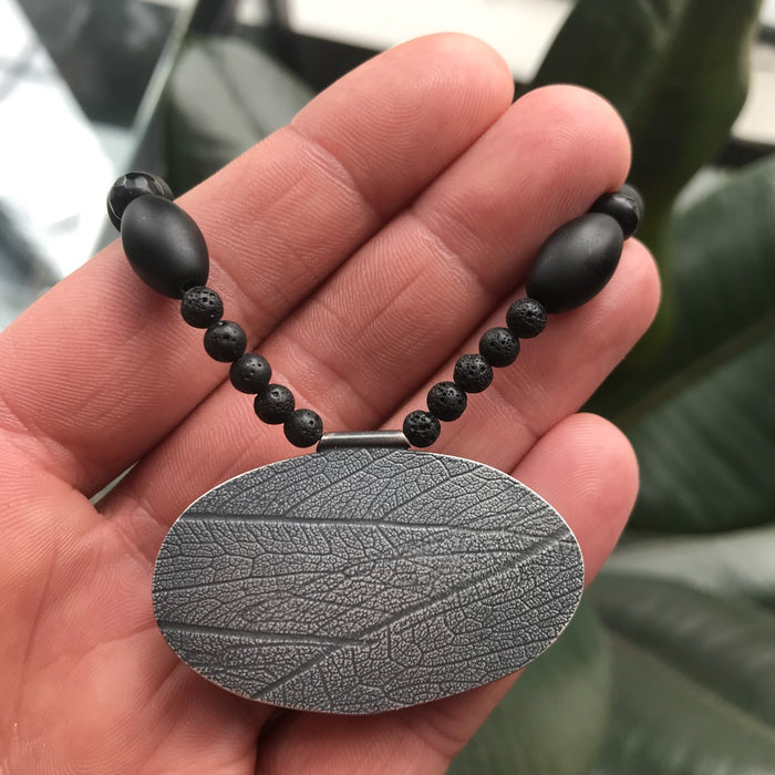 Picasso Jasper Necklace embossed leaf