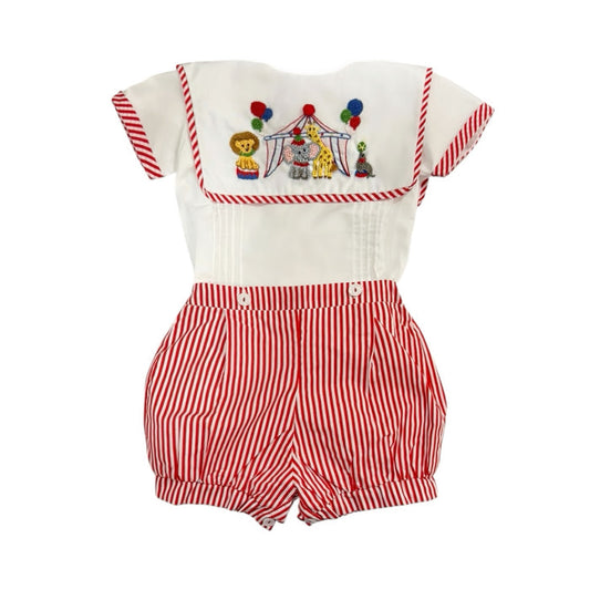 PREORDER Circus Animals Red French Knot 2-Pc Set (SHIPS END OF SEPT)