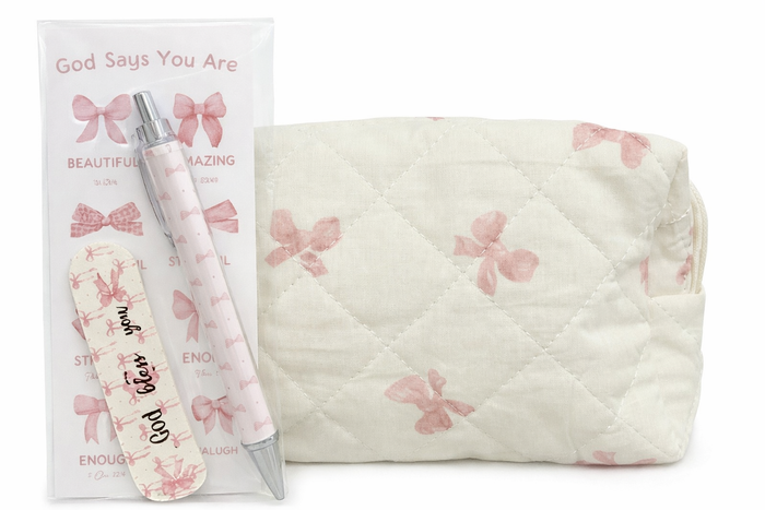 Quilted Bow Pouch Set
