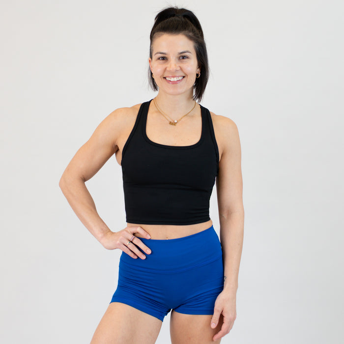 Black Racerback Crop Tank - Fitted