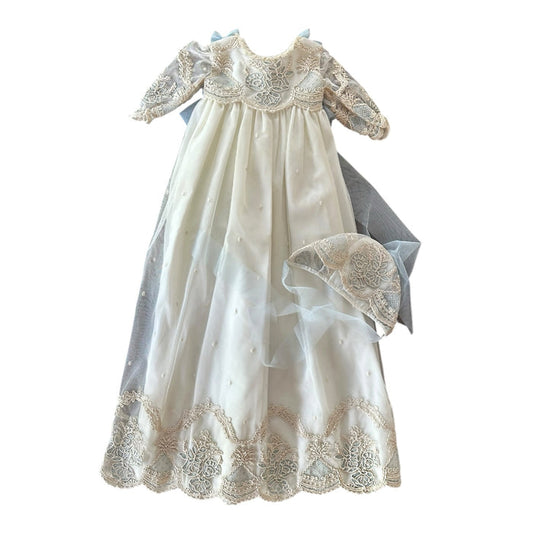 Rafa Light Blue/Beige Lace Gown