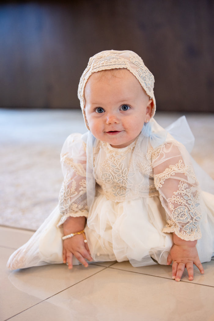 Rafa Light Blue/Beige Lace Gown